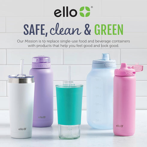 Ello Impact 8 Pack Reusable Plastic Straws, Dishwasher Safe, BPA-Free with Cleaning Brush,Rosewater...