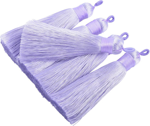 KONMAY 10pcs 3.4''(8.5cm) Handmade Imitation Silk Tassels with Hanging Loop for Jewelry Making (Lilac)...