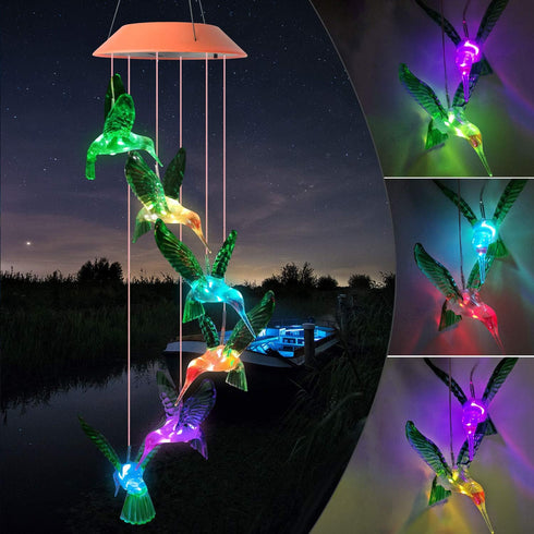 JOBOSI Hummingbird Solar Decorative Mobiles Gifts, Hummingbird Wind Chimes, Gifts for Mom, Gifts for Women,Gifts for Grandma, Garden Lawn Yard Dec...