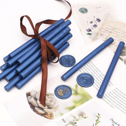 SWANGSA 20 Pieces Glue Gun Sealing Wax Sticks Navy Blue for Wax Seal Stamp, Great for Wedding Invitations, Cards, Envelopes, Wine Packages, Gift W...