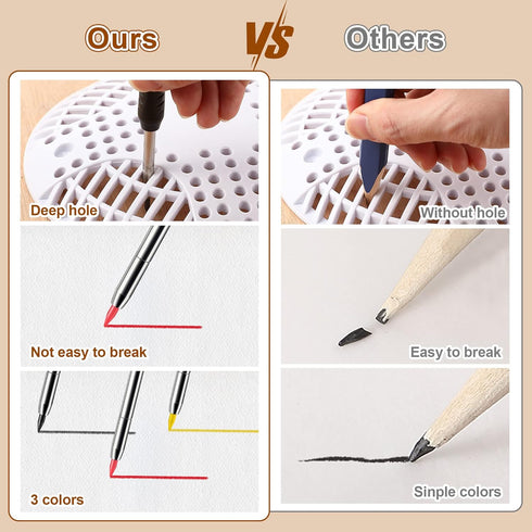 Hiboom 4 Pack Carpenter Pencils Set with 24 Refills, 2.8 mm Mechanical Carpenter Pencil Built in Sharpener Woodworking Marking Tool Solid Long Nos...