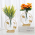 Home Decor Gold Flower Vase, Desktop Glass Vase with Gold Metal Ginkgo Leaf Stand, Hydroponics Plant Propagation Stations,Decorations for Living R...