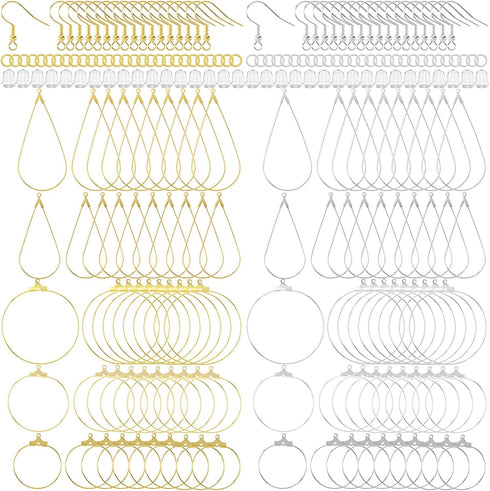 OIIKI 700pcs Hypoallergenic Earring Making Kit, Gold/Silver Plated Earring Hooks, Earring Beading Hoop, Clear Rubber Earring Backs, Jump Rings for...