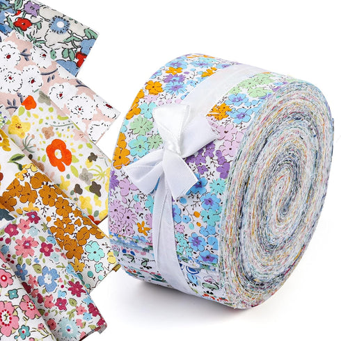 45PCS Fabric Jelly Rolls, Jelly Roll Fabric Strips for Quilting, Patchwork Craft Cotton Quilting Fabric, Quilting Fabric, Plain Weave Cotton Fabri...