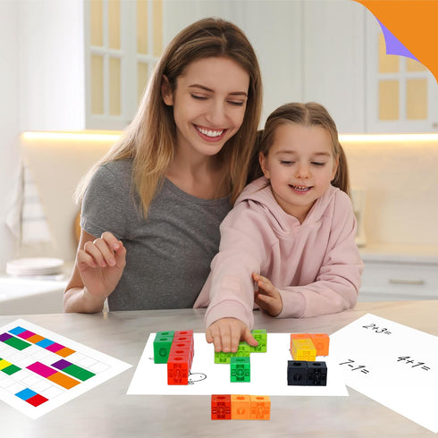 SpriteGru Math Linking Cubes, Set of 100 Math Cubes Manipulative Connecting and Counting Snap Blocks for Early Math and Construction, Educational ...