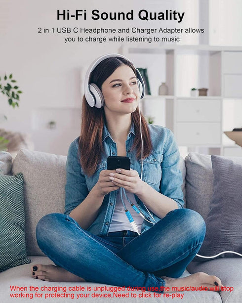 USB C Headphone and Charging Adapter Splitter, (2Pack) 2 in 1 USB C to 3.5mm Headphone Aux Audio Jack and PD Charger Adapter for Google Pixel 8 7P...