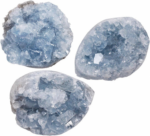rockcloud Natural Raw Blue Celestite Mineral Healing Crystal Cluster Geode Irregular Home Decoration Gemstone Specimen Large...