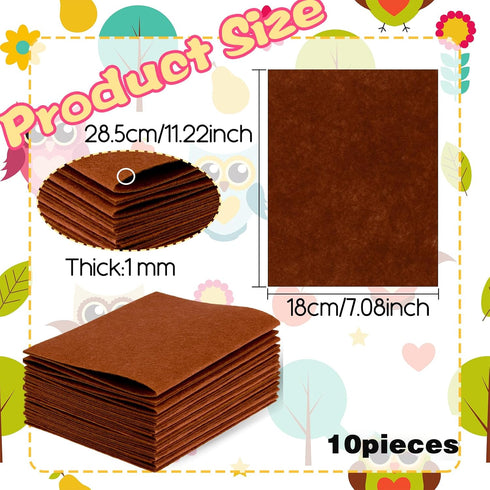 Felt Sheets Fabric, 7" x 11" Felt Fabric for Crafts 10Pcs Halloween Christmas Fabric Fall Felt for DIY and Sewing Projects (Brown)...