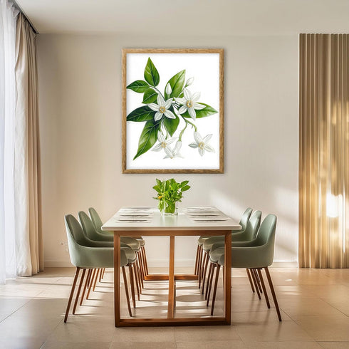 Posterizer 1 pcs-delicate art of white blossoms and lush green foliage 1-Floral & Botanical Art Gift for Men Women Entrepreneur Teens Decor for ...