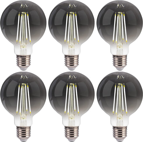 FLSNT Globe LED Edison Bulbs, 5000K Daylight G25 LED Light Bulbs, 4W(40W Equivalent), E26 Base, 300LM, CRI82+, Smoky Grey Glass, 6 Pack...