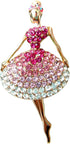 Navachi 19k Gold Plated Multicolor Crystal Dance Girl Brooch Pin...