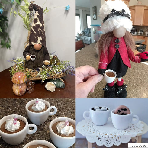 Honbay 10PCS Dollhouse Mini Coffee Cups White Plastic Coffee Cups Dollhouse Miniatures Food Kitchen Room Decoration Accessories Simulation Mini Co...