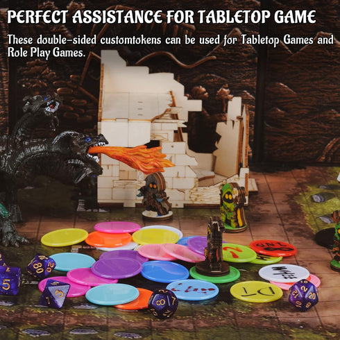 DND Wet & Dry Erase Tokens Set of 100 Colorful Blank Counters - 1.5" Customizable & Reusable Game Discs for Dungeons & Dragons, MTG, Bingo Clips a...