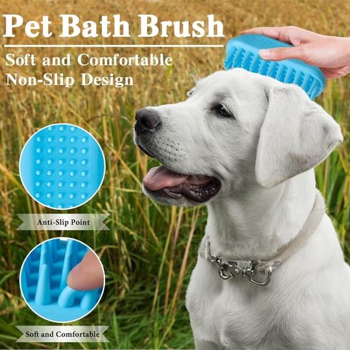 2PCS Dog Bath Brush | Dog Scrubber for Bath | Dog Shampoo Brush | Dog Washing Brush | Dog Shower Brush with Adjustable Handle,Suitable for Pets De...