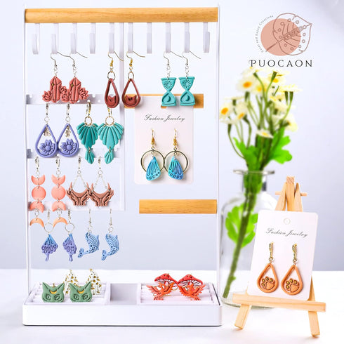 Puocaon Mystic Boho Clay Earring Cutters - 8 Pcs Mystic Mushroom Clay Cutters for Polymer Clay Jewelry Making, Celestial Polymer Clay Cutters for ...