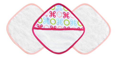 JJ Cole Washcloth and Bath Mitt Set, Pink Butterfly, 3 Count...