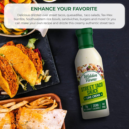 Walden Farms Lime Crema Street Taco Sauce 12oz. Bottle (2 Pack) Creamy & Flavorful, Vegan, Paleo & Keto Friendly, Non-Dairy Milk Substitute, Perfe...
