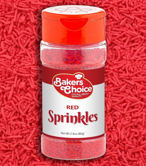 Bakers Choice Red Sprinkles for Baking - Jimmies Sprinkles for Ice Cream Toppings - Dairy Free, Kosher 2.8 oz....