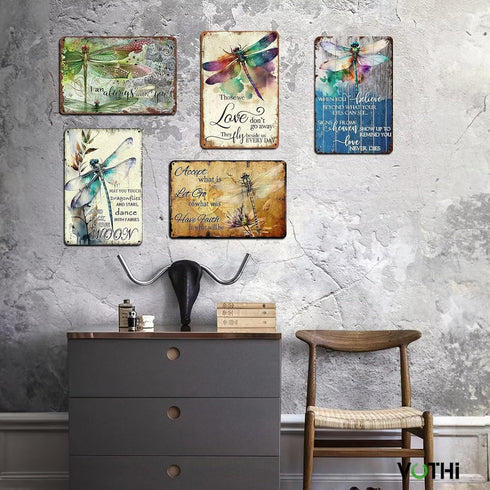 Funny Dragonfly Sign,When You Believe Beyond What Your Eyes Can See,Dragonfly Garden Decor for Home Farm Bathroom Restaurant Cafes Bars Club Kitch...