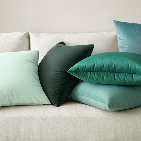MIULEE Pack of 2, Velvet Soft Solid Decorative Square Throw Pillow Covers Set Cushion Case for Spring Sofa Bedroom Car 18x18 Inch 45x45 Cm Aqua Gr...
