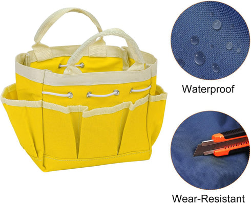 Small Garden Tool Bag 7.5" x 4" x 5" Large Oxford Waterproof with Pockets Garden Tote Bag Gardening Plant Tool Organizer Storage Carrier Store for...