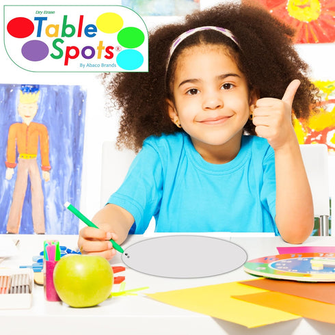 Table Spots Dry Erase Dots for Classroom Tables | Premium Vinyl No Staining! No Shadowing! 10 Pack, Large 12" Circles, White, Whiteboard...