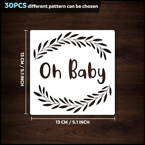 30Pack Baby Shower Stencils Cute Onesie Stencil, Reusable Animal Themed Templates for Painting on Bodysuit Bibs Bags Shirts Wall Wood...