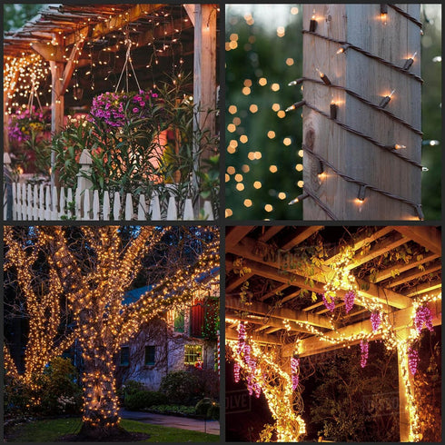 YULETIME Clear Christmas Lights with Brown Wire, 66 Feet 200 Count UL Certified String Lights, Pack of 2 Sets 33 Ft 100 Count Incandescent Mini Li...