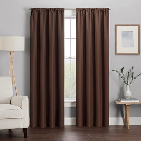 ECLIPSE Kendall Modern Blackout Thermal Rod Pocket Window Curtain for Bedroom or Living Room (1 Panel), 42 X 54, Chocolate...