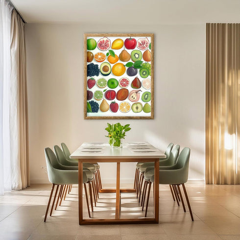 Posterizer 1 pcs-colorful healthy fruits retro drawing style design poster 3-Kitchen & Bar Art-Retro Art- Art for Cafe, Restaurant, Coffee Bar - u...