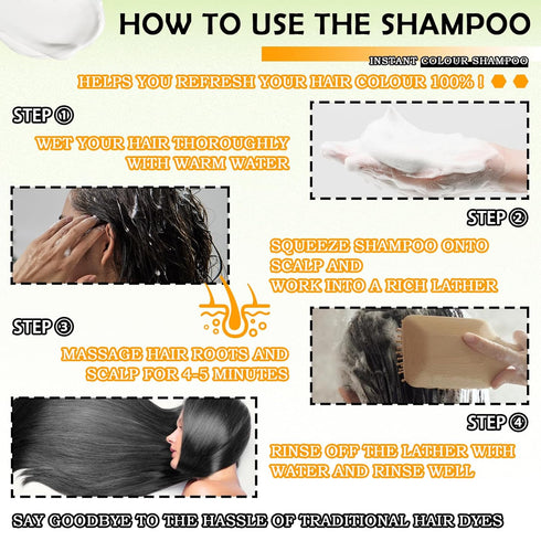 Black Hair Dye Shampoo, 3 in 1 Hair Shampoo,Easy to Use,Long Lasting...