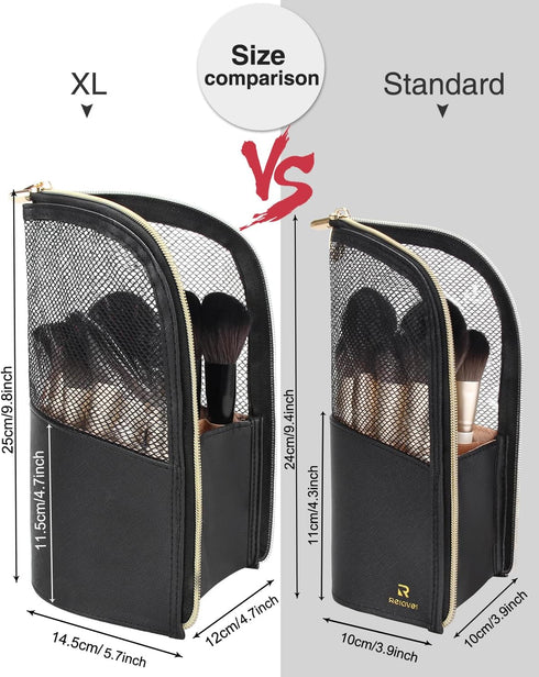 MONSTINA Makeup Brush Organzier Bag,High Capacity Portable Stand-Up Makeup Brush Holder,Professional Artist Makeup Brush Sets Case Waterproof Dust...