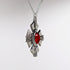 Medallion with Red Cabochon Medieval Renaissance Silver Finish Pendant Necklace...