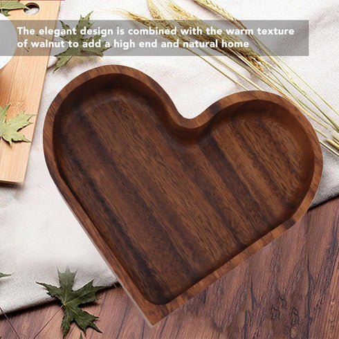 Pssopp Wooden Serving Platter, 14.5x14.5cm Heart Shape Smooth Textured Elegant Nonslip Table Tray for Tea Food Snack Kitchen Utensils (Heart 14.5x...