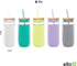 Ello Devon 18oz Glass Tumbler with Straw, Friction Fit Bamboo Wood Lid and Silicone Sleeve | Perfect for Iced Coffee, Tea, Matcha and Smoothies...