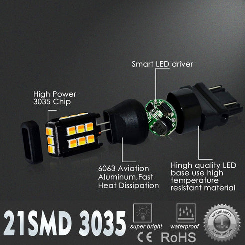 Alla Lighting T25 3157 LED Switchback Bulbs Dual Color White/Amber Turn Signal Lights 3457NA 4157NA 3157A 3757NAK 4057 Extremely Super Bright 3035...