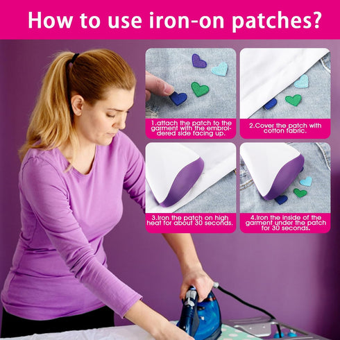 Heart Iron On Patches, 31Pcs Mini Heart Iron On Decal Colorful Heart Patch Ironable Patches Embroidered Sew On Heart Patches Appliques for Clothes...