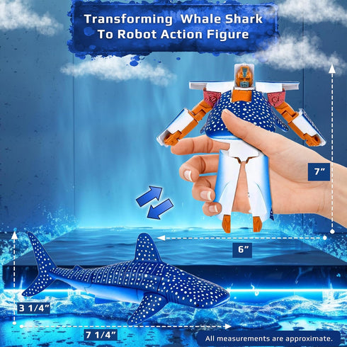 Transforming Whale Shark to Robot Toy, 4 inch Action Figure, Great Gift for Boys and Girls...