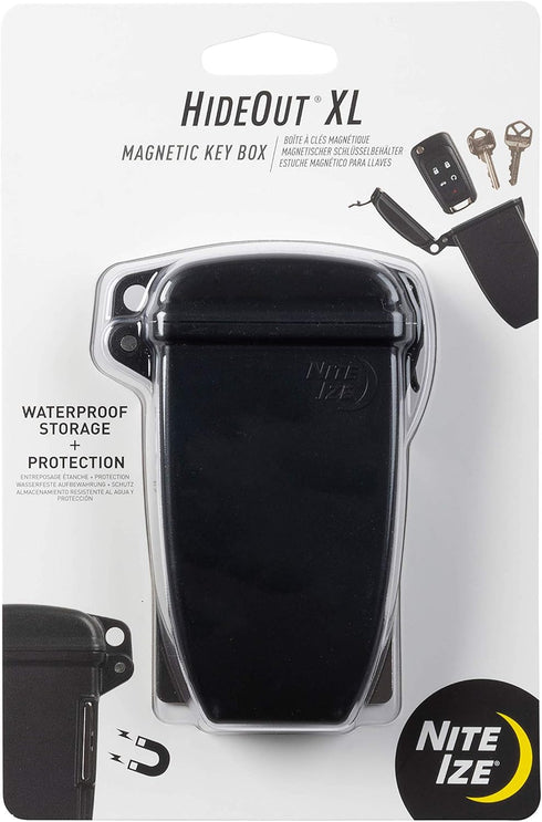 Nite Ize Hideout Magnetic Key Box - Waterproof Key Hider - Magnetic Key Holder & Box - Waterproof Key Storage for Spare Keys - Black, Extra Large...