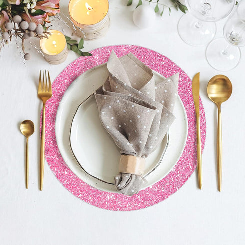 Pink Placemats Pink Glitter Sparkle Placemat for Kitchen Table Mats Place Mats for Chrismats Placemats for Weeding Party -15.4 inch Placemats Set ...