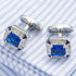 Rectangle Crystal Silver Tone Cufflinks for Men Purple/Blue/Transparent Crystals Men's Cuff Link Set for Wedding Shirt Party Business Birthday Ann...