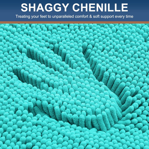 Smiry Luxury Chenille Bathroom Rugs 24x16, Extra Soft and Absorbent Shaggy Bath Mat, Machine Washable, Non-Slip Plush Carpet Runner for Tub, Showe...