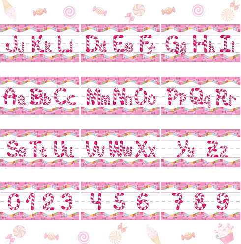 Outus 12 Pcs Candy Alphabet Bulletin Board Set Candyland Letter Cutout Alphabet Number Candy Classroom Decor Number Bulletin Board Set Nursery Hom...
