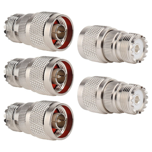 XRDS -RF N Male to UHF Female Adapter N Connector to PL-259 SO-239 Coax RF Coaxial Cable Connectors Pack of 5 (NOT for TV)...