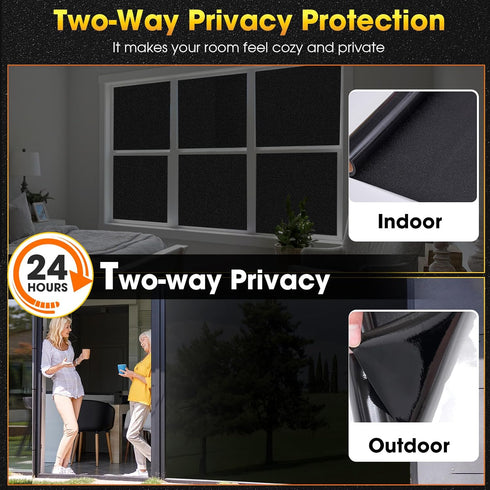 Coavas Blackout Window Film UV Heat Blocking Window Privacy Film Room Darkening Frosted Glass Windows Cover Static Cling Removable Windows Tint fo...