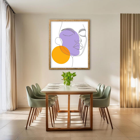 Posterizer 1 pcs-single art of a womans face-purple orange minimal art 1-Abstract & Modern Art-Gift for Art Lovers-Decor for Home & Office- unfram...