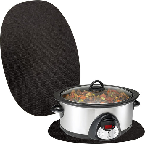 Oval Slow Cooker Heat Resistant Mat for 6-8 Quart, Silicone Countertop Protector Appliance Slider Mat Compatible with Crock-Pot/Elite Gourmet/Hami...