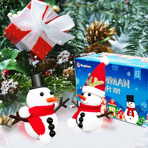 Hophine 12Pack Build a Snowman Kit, Molding Clay Snowman Kit, Christmas DIY Crafts for Kids, Perfect for Winter Holiday Parties, Christmas Stockin...