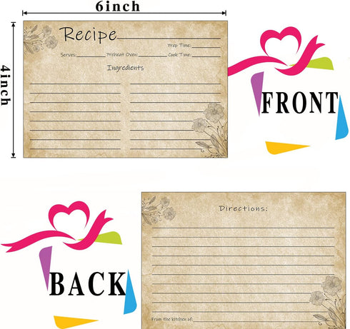 Recipe Cards 4x6 - Pack of 100 Double-Sided Blank Cards for Bridal Showers, Weddings, and Christmas Gifts - Preserve Your Culinary Creations...
