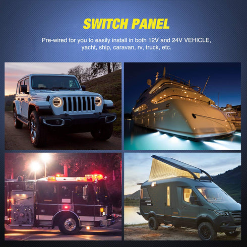 Nilight 3 Gang Rocker Switch Panel Aluminum 5 Pin ON Off Toggle LED Light Bar SPST 12V-24V Green Switches for Marine Boats,Cars,ATVs,UTVs...